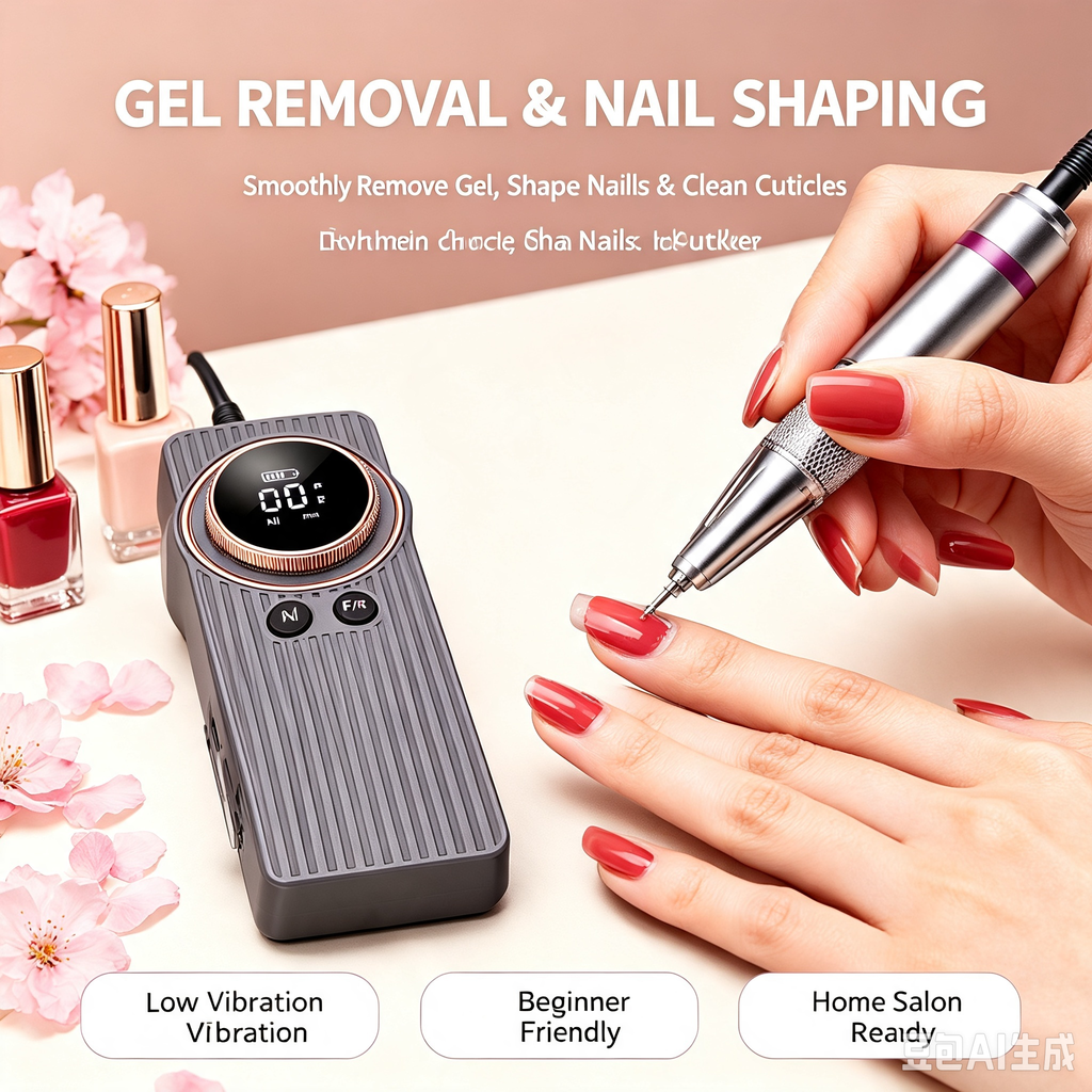 Rechargeable Nail Drill Machine, 35000RPM Portable Electric E-file with LCD Display, 8 Hours Runtime, Low Vibration for Gel Removal, Cuticle Care, Home and Salon Use