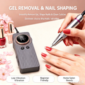 Rechargeable Nail Drill Machine, 35000RPM Portable Electric E-file with LCD Display, 8 Hours Runtime, Low Vibration for Gel Removal, Cuticle Care, Home and Salon Use