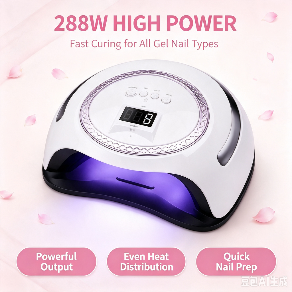 288W UV LED Nail Lamp, Professional Gel Nail Dryer with 66 LED Beads, Auto Sensor 4 Timer Low Heat Mode for Home Salon Manicure Pedicure