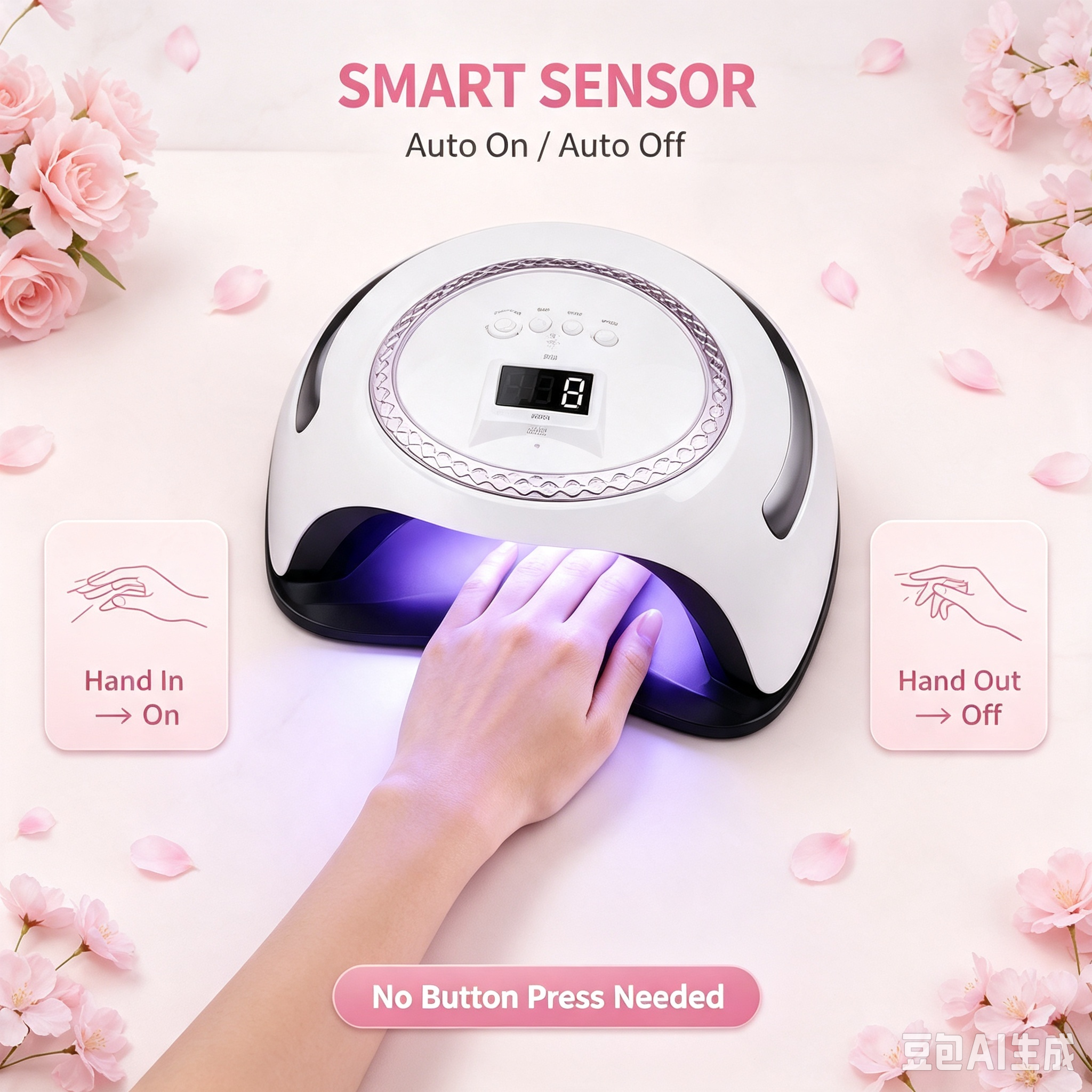 288W UV LED Nail Lamp, Professional Gel Nail Dryer with 66 LED Beads, Auto Sensor 4 Timer Low Heat Mode for Home Salon Manicure Pedicure